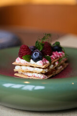 Traditional layered dessert with berries