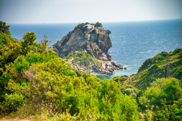 Coast of Skopelos in summer season