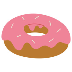 Obraz premium Donut single 1 cute on a white background, vector illustration.