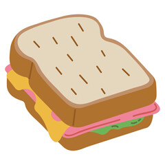 Sandwich single cute on a white background, vector illustration.
