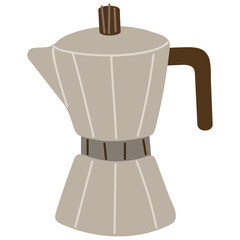 Coffee machine single 1 cute on a white background, vector illustration.