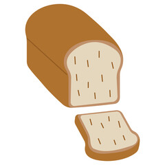 Bread single 7 cute on a white background, vector illustration.