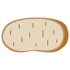 Bread single 3 cute on a white background, vector illustration.