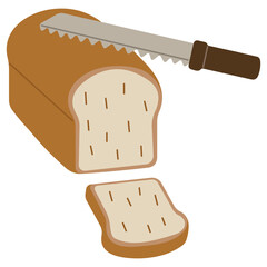 Bread single 1 cute on a white background, vector illustration.