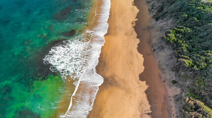 Aerial view of Torquay Beach along the Great Ocean Road, Australia