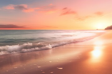 Fototapeta na wymiar Coastal Serenity: Tranquil Beach at Sunset with Gentle Waves and Soft Golden Light, generative AI