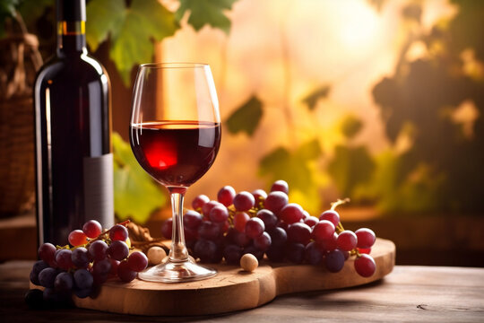 bottle glass alcohol grape food background drink winery wine cork beverage. Generative AI.
