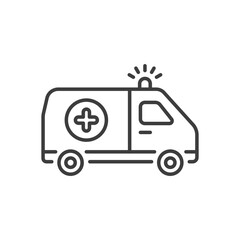 ambulance line icon vector black white color