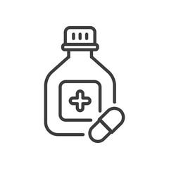 capsule medicine line icon vector black white color