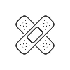 band aid line icon vector black and white