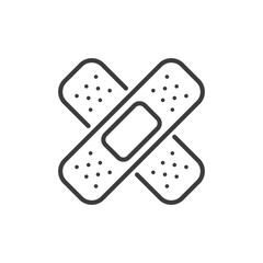 band aid line icon vector black and white