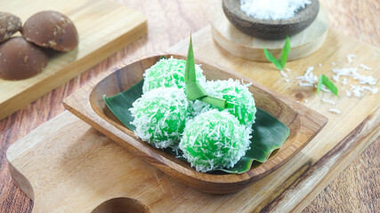 Kelepon cake or klepon is a traditional food from Indonesia made of glutinous rice flour brown sugar grated coconut