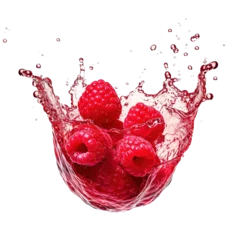Gordijnen Raspberries in a splash of juice © Zaleman
