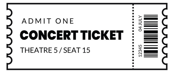 Fresh design Ticket Vector template for invitation, cinema, event, concert, music festival, movie festival, show, performance, etc.