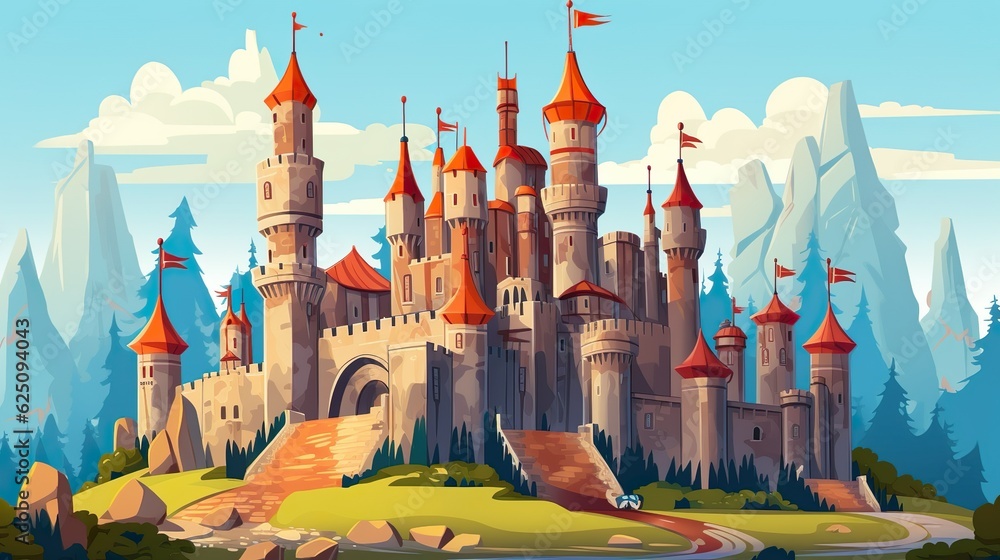 Poster abstract background medieval knights and castles. combination of history and art with an illustratio
