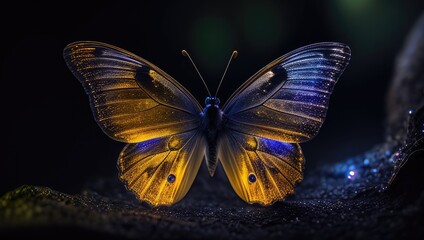 Colorful butterfly, close up, bokeh background. Generative AI