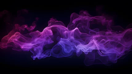 Zelfklevend Fotobehang Neon colored purple lines crossing cloud smoke © Umair