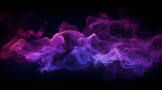Neon colored purple lines crossing cloud smoke