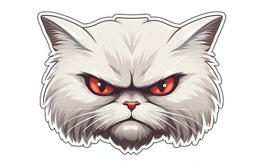 Furious Feline Expression Sticker on a Clean White Background. Generated AI