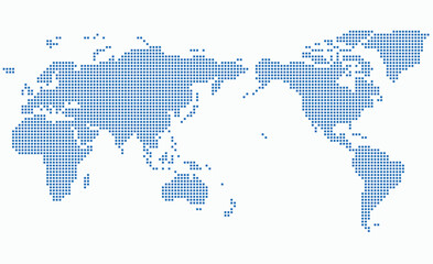 Square shape world map on white background.