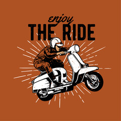 vintage illustration of scooter rider