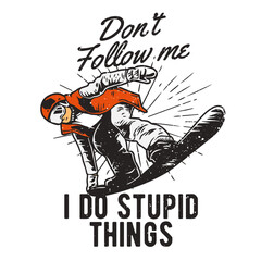 vintage illustration of snowborder