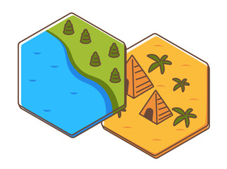 Board game location cards with landscapes vector