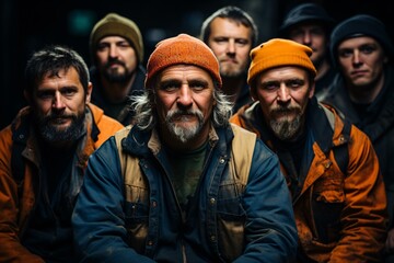 Obraz premium Labor Day concept. Group of different workman in studio style.