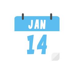 january 14th calendar icon on transparent background
