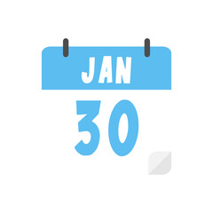 january 30th calendar icon on transparent background