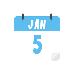 january 5th calendar icon on transparent background