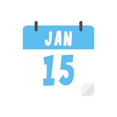 january 15th calendar icon on transparent background