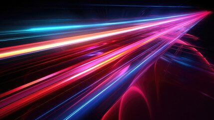 Abstract background with colorful spectrum, neon rays and glowing lines - AI Generated