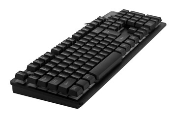 Black keyboard on white background.