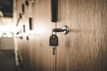 Close-up of a locker key for private belongings.