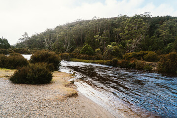 Wide angle Ronny Creek in Cradle Mountain, Tasmania, Austrlaia
