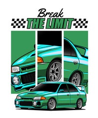 Green drift car jdm style car vector illustration © BOLZ.co