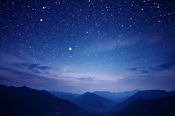 Fotobehang Fantasie landschap starry night sky. only sky, mountains and stars. 