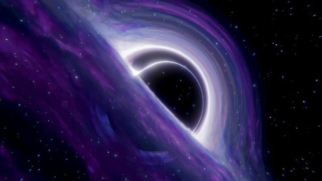 black hole and a disk of glowing plasma. Supermassive singularity in outer space, end of the evolution of supermassive stars
