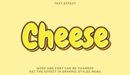 Cheese editable text effect in 3d style. Text emblem for advertising, branding, business logo
