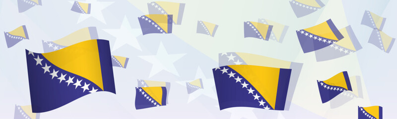 Bosnia and Herzegovina flag-themed abstract design on a banner. Abstract background design with National flags.