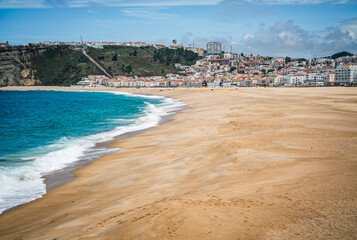 The stunning, beautiful sea in  Nazare Beachin Portugal