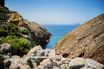 Fototapeta na wymiar The stunning landscape view from the top cliff of Berlengas islet in Portugal