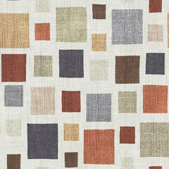 Rug seamless texture with square pattern, ethnic fabric texture, grunge background, boho style pattern, 3d illustration