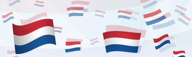 Netherlands flag-themed abstract design on a banner. Abstract background design with National flags.