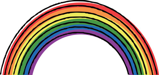 Obraz premium ハワイの虹 六色 手描き線画イラスト