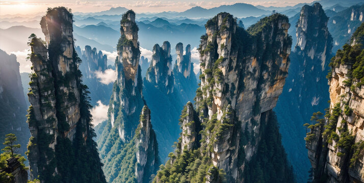 Beautiful view of the mountains in Zhangjiajie, China