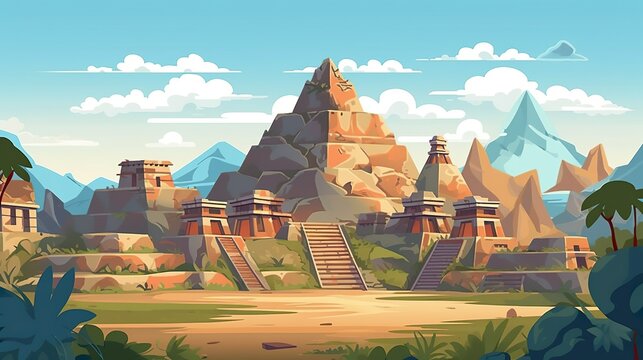 Abstract background Aztecs. Illustration that brings the Aztec civilization to life, portraying their cultural heritage and historical significance. Generative AI.