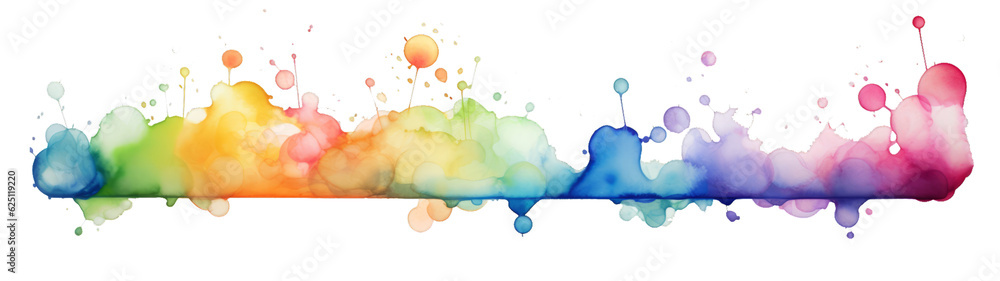 Poster abstract colorful rainbow color painting illustration banner long - watercolor blobs blob splashes, 