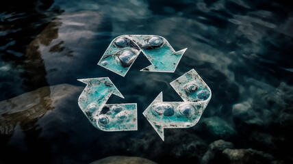 Recycling symbol, Blurry background, template, Bokeh, Copy Space, Generative AI